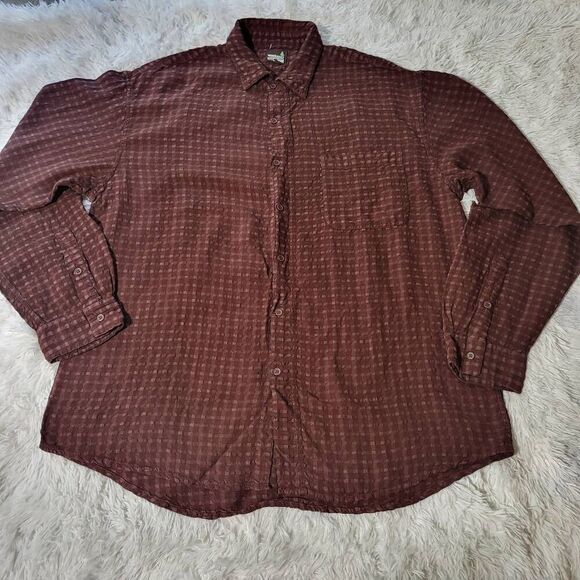 Weekendz off men long sleeve button-up brown texture shirt XXL - Picture 1 of 6